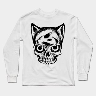 cat skull king pet cemetery classic kitty design evil cute cat happy death Long Sleeve T-Shirt